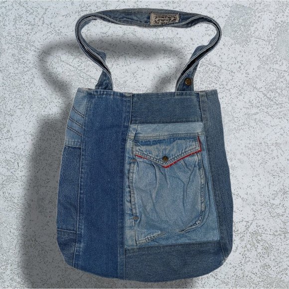 2550~JEANS COUTURE Reversible Faux Leather Tote Bag with Matched Pouch main image 0